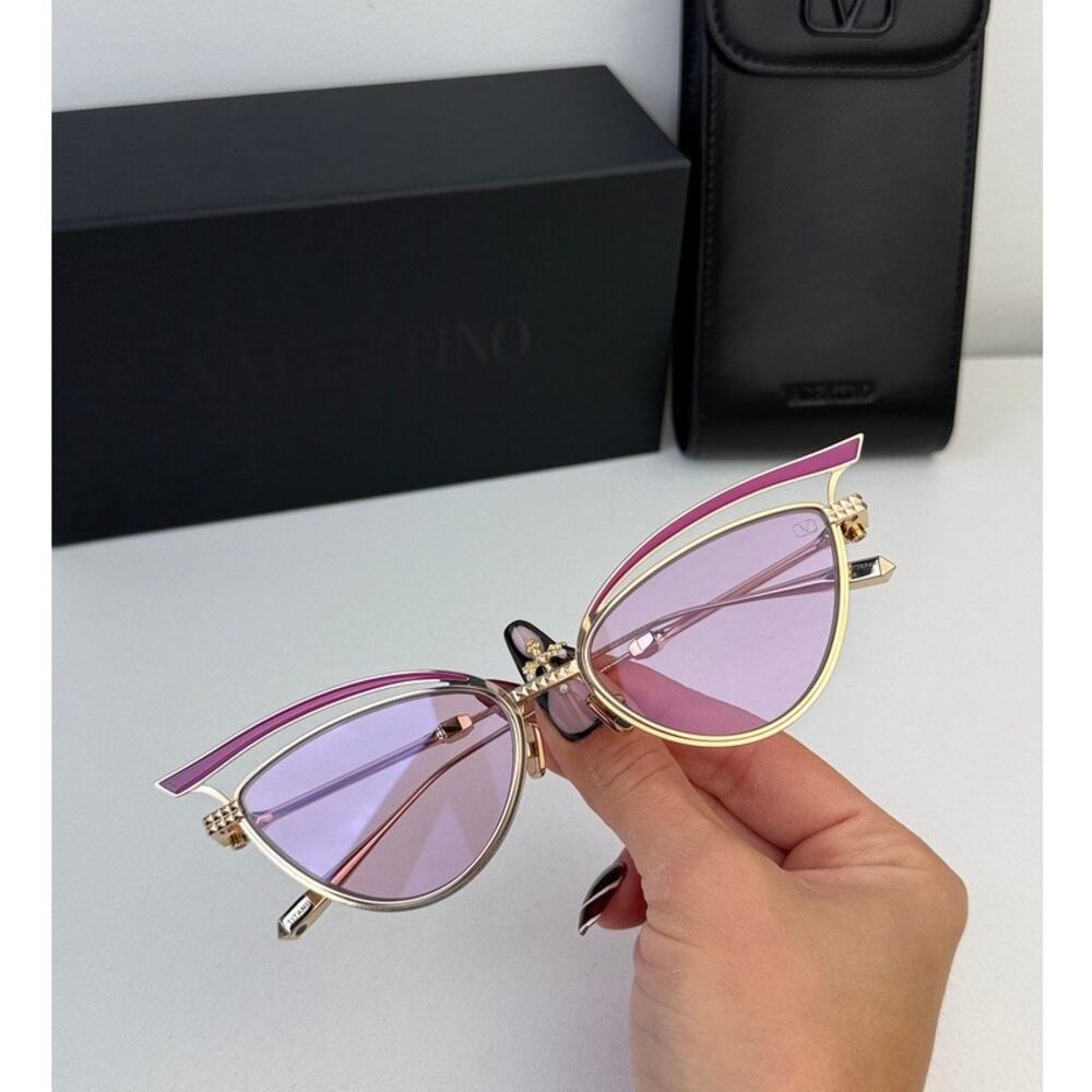 NEW Valentino V-Glassliner VLS118-D Pink Cat Eye Sunglasses